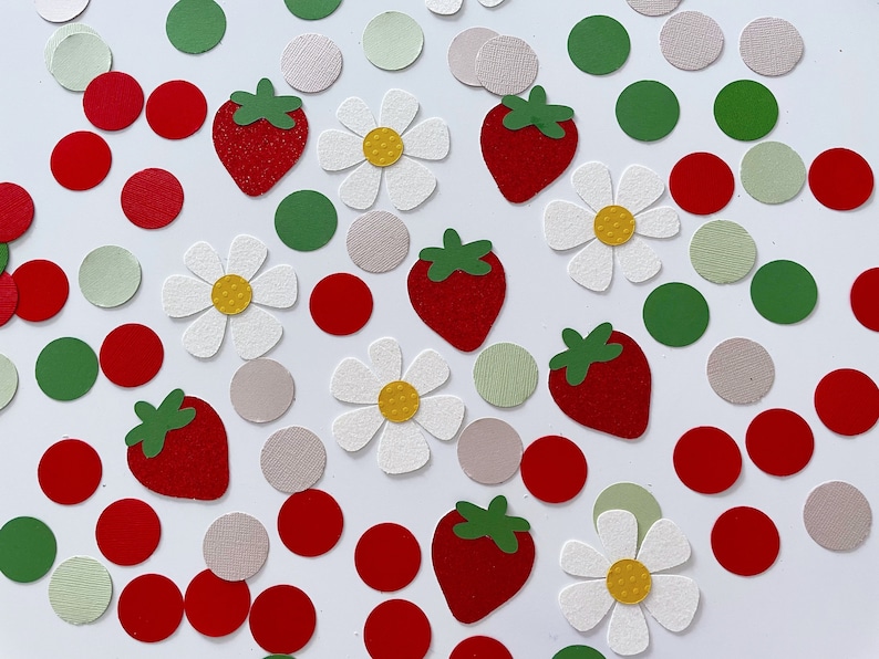 Strawberry and daisy confetti strawberry party daisy party decoration berry sweet one party