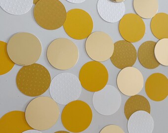 Yellow and gold confetti circles, table confetti, cake smash confetti, sunflower baby shower, sunflower party decoration