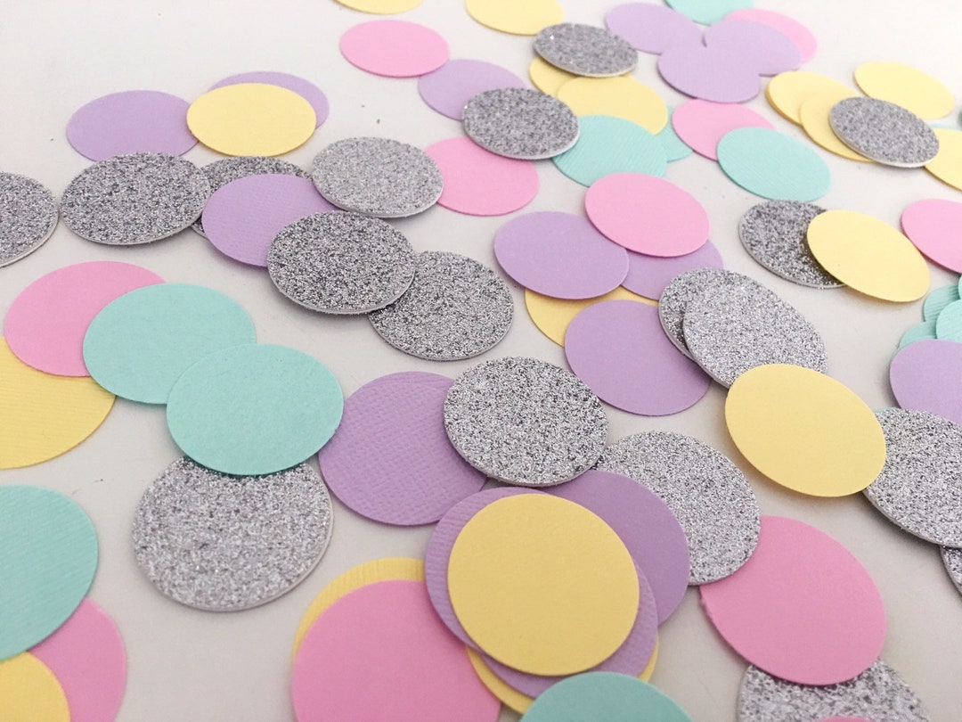 Pastel Paper Confetti Mix. Unicorn Pastel and Silver Confetti. Etsy