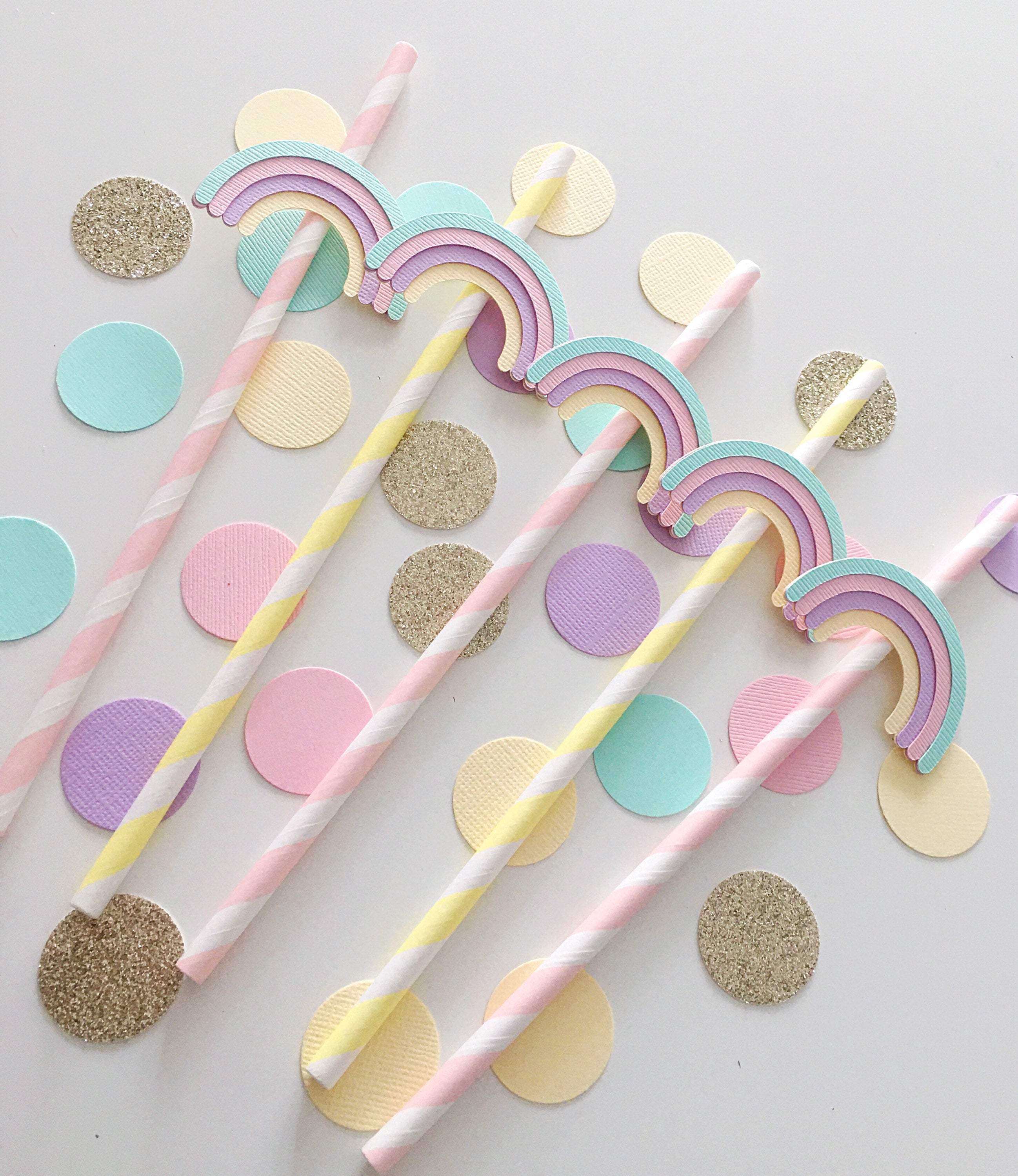 Pastel Rainbow Paper Straws Pastel Rainbow Party Baby Shower Etsy UK