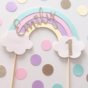 Personalised large pastel rainbow cake topper, rainbow party, cake topper,