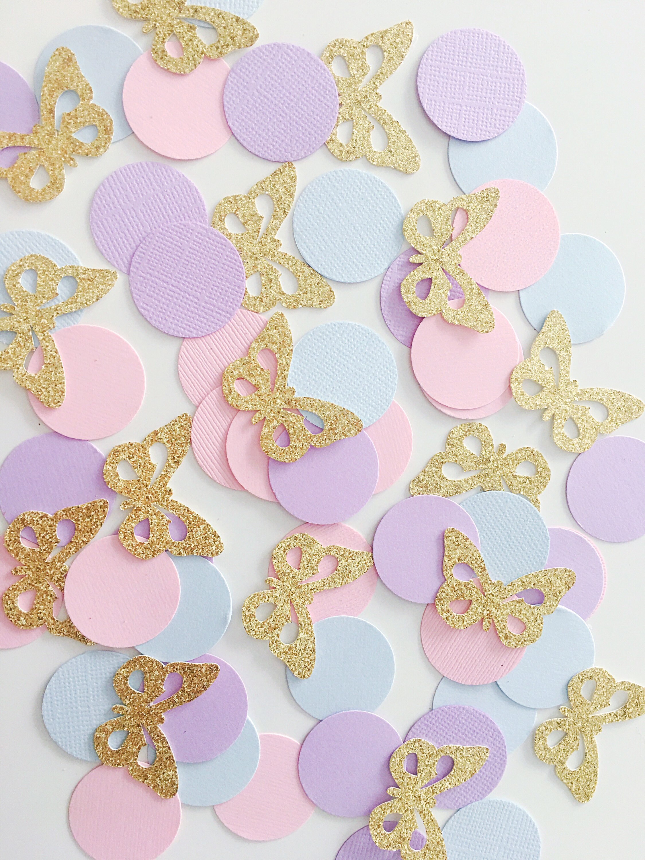 Pastel butterfly confetti mix, lilac, baby blue and baby pink confetti, glitter butterfly confetti , table confetti,