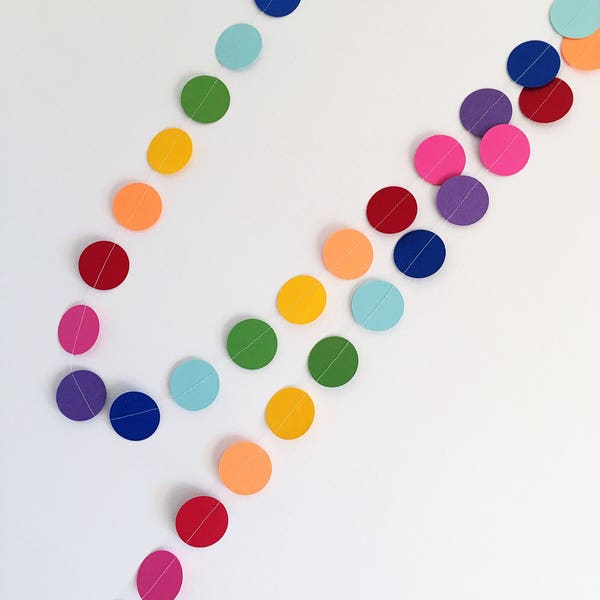 Rainbow Circle Paper Garland, Party Backdrop
