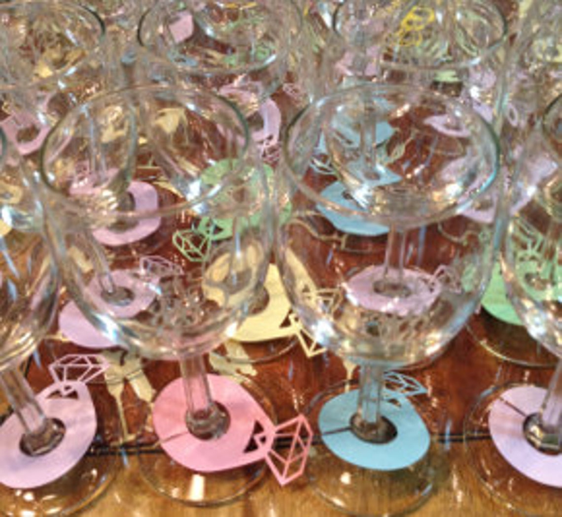 Engagement Ring Wine Glass Markers set of 20 Wedding | Etsy