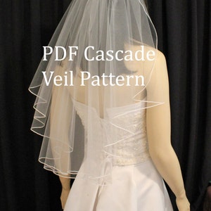 PDF Digital Pattern Instant Download for Cascade/Waterfall WEDDING VEIL Waist Length 30&quot;