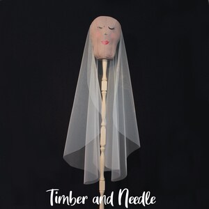 Soft White/Diamond White sheer wedding veil - Italian Tulle -No gathers at the comb - 39&quot; long - Quick Ship -Soft veil