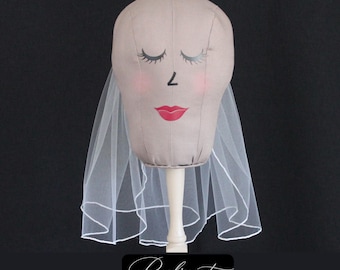 White Short Flyaway Wedding Veil 15" Pencil edge  - Bachelorette party  - Bridal Shower - Quick ship