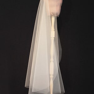 Light Ivory sheer & soft wedding veil - Italian Tulle -No gathers at the comb - 38&quot; long - Cascade wedding veil - Quick Ship