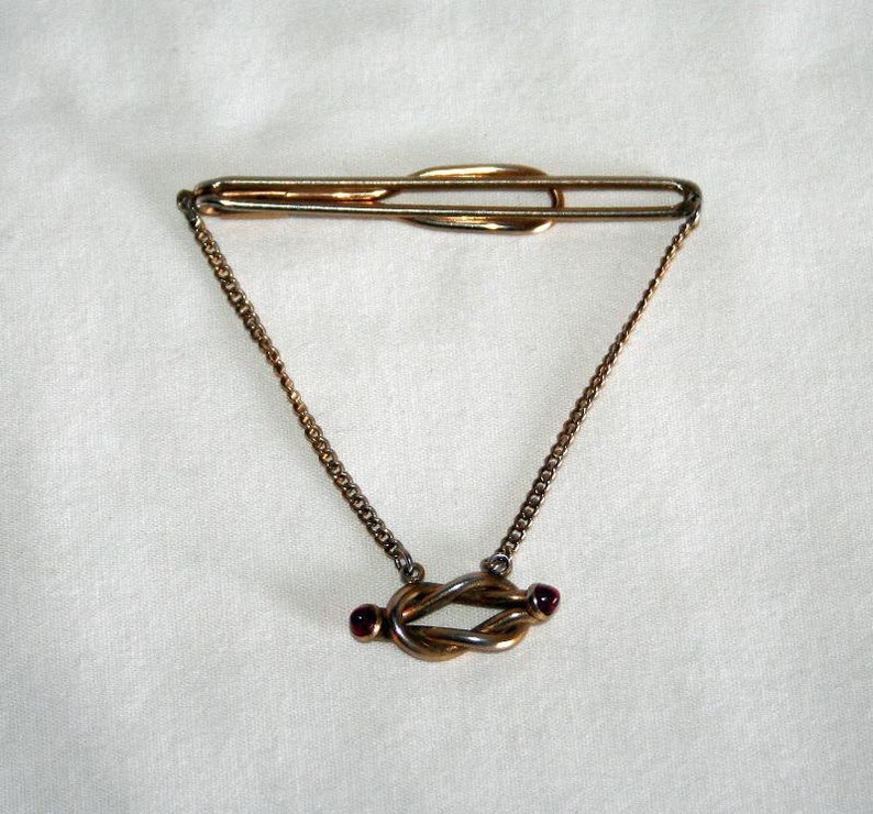 Vintage Swank Tie Bar with red accents