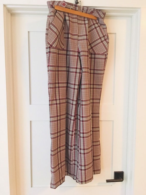 1970s disco plaid bell bottom flare pants size 16
