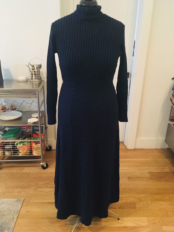 1970s knit maxi sweater dress