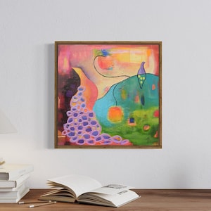 Abstract Art Bird Painting Giclee Art Print Canvas Print Original Art Abstract Wildlife Peacock Painting Colorful Birds Wall Art