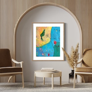 Abstract Art Bird Painting Giclee Art Print Canvas Print Original Art Abstract Wildlife Nature Painting Colorful Bird Wall Art foliage
