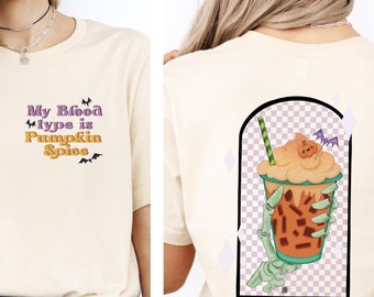 Pumpkin Spice Coffee Lover Skeleton Hand Holding Cup Shirt, My Blood Type is Pumpkin Spice Shirt, Pumpkin Spice Fall Lover Coffee Shirt