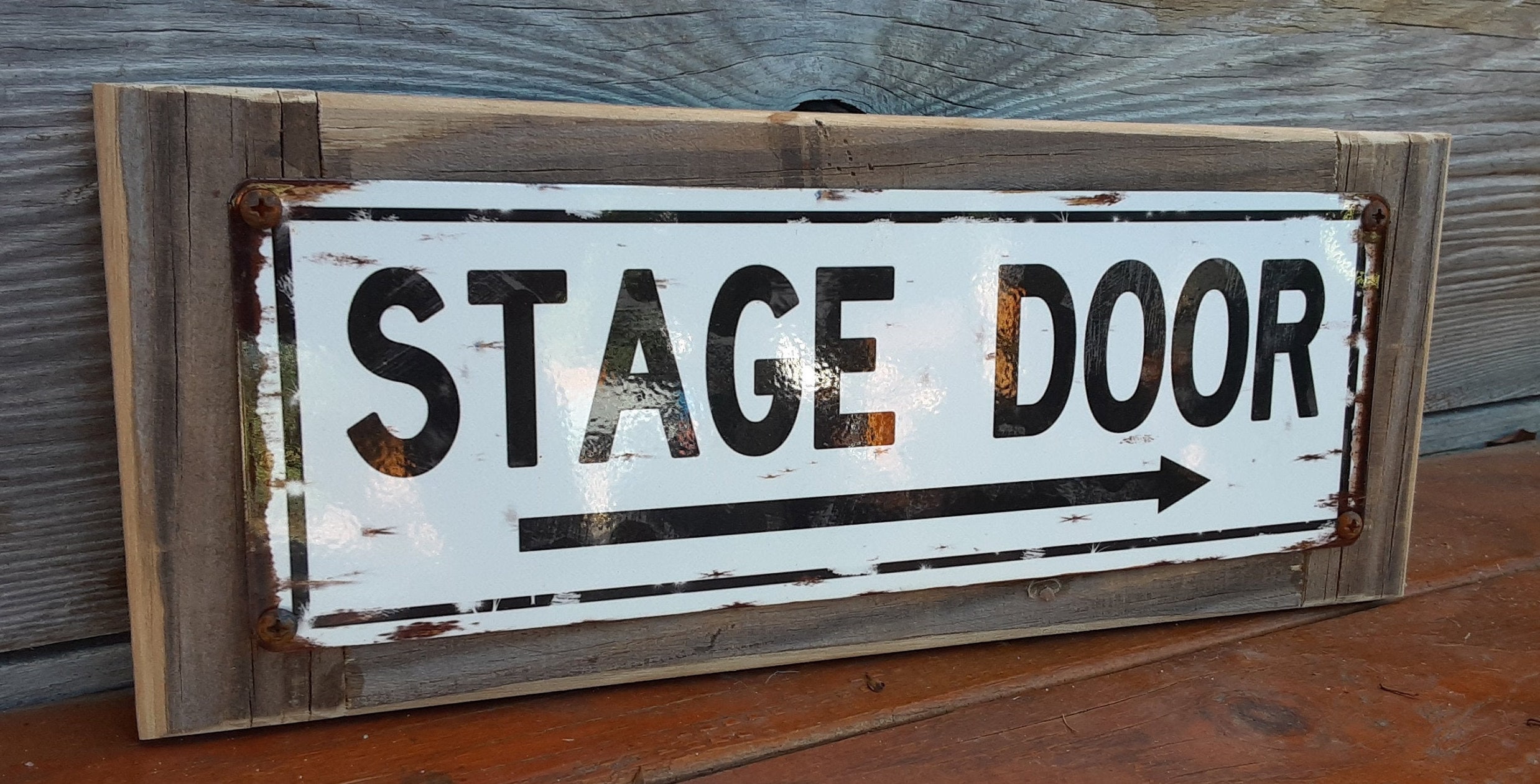 Stage Box Sign Stage Door Metal Sign Reclaimed Wood Frame FREE SHIPPING - Etsy
