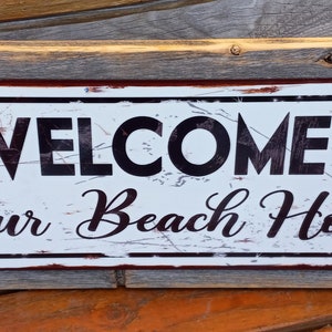 Welcome To Our Beach House Metal Sign Reclaimed Wood Frame FREE SHIPPING