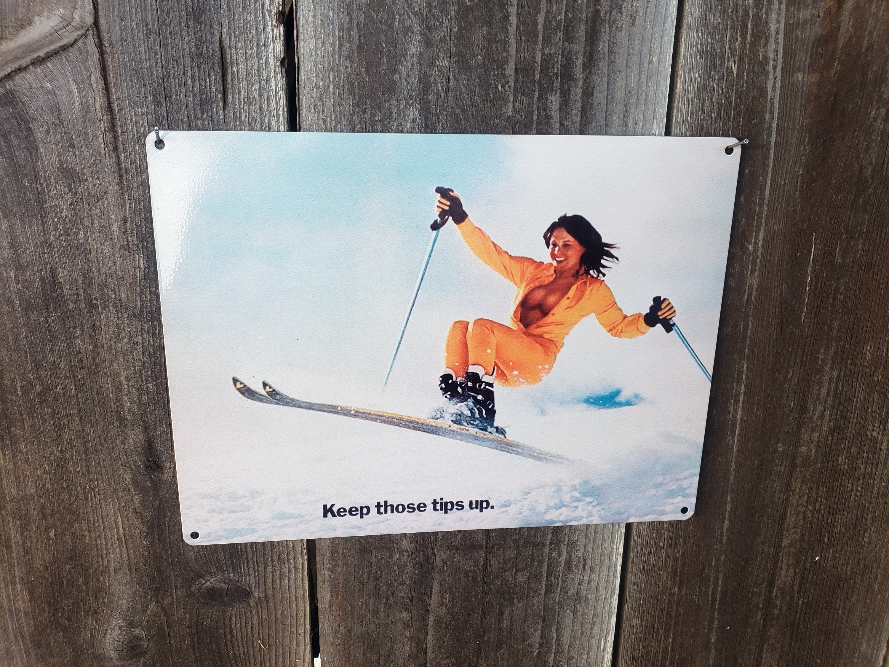 Danger Keep Ski Tips Up Wall Sign Danger Keep Ski Tips Up Wall Sign