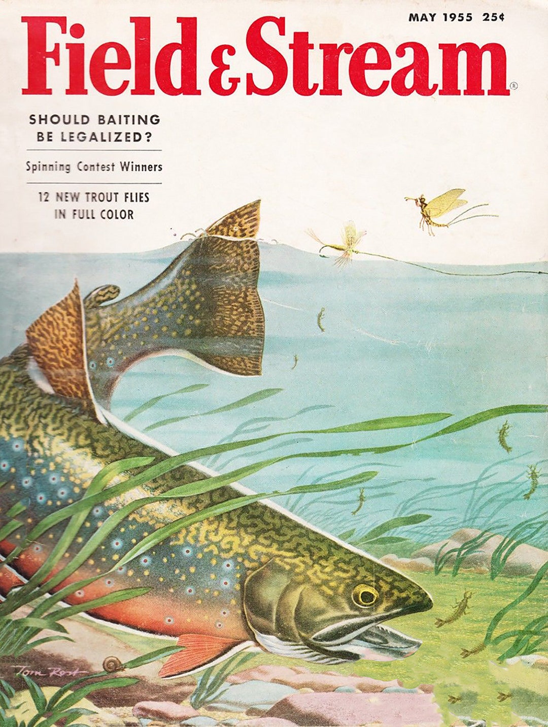 Vintage Field and Stream Trout Magazine Cover Reproduction Metal
