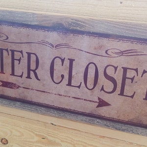 Water Closet Bathroom Metal Sign Reclaimed Wood Frame FREE SHIPPING
