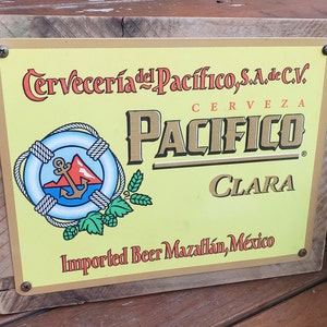 Vintage Pacifico Clara Beer Label Metal Sign Wood Frame FREE SHIPPING