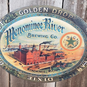 Vintage Menominee River Brewing Metal Sign Bar Decor FREE SHIPPING