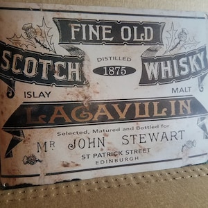 Plaque en métal vintage Lagavulin Scotch whisky single malt reproduction d&#39;étiquette