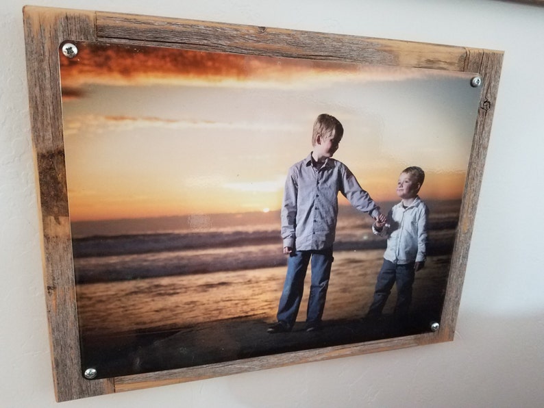 Custom Photo Metal Sign Mounted On Reclaimed Wood Frame PERFECT GIFT! 