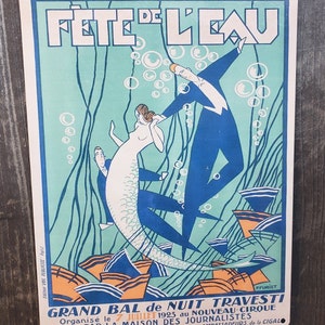 Affiche vintage française de sirène, reproduction d'art en métal pour bar, décor côtier