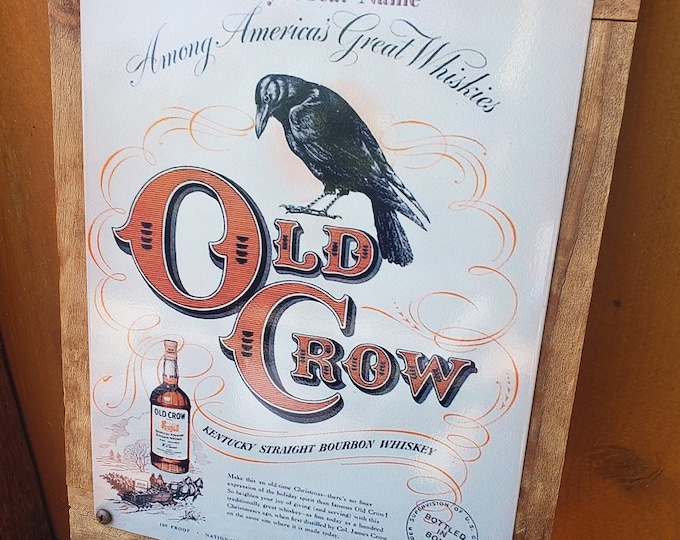 1970's Old Crow Whiskey Love Bird Cocktail Bar Sign Original Grocery