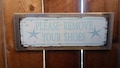 Please Remove Your Shoes Metal Street Sign Reclaimed Wood Frame