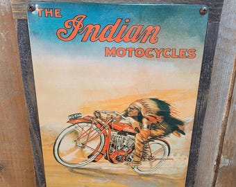 Vintage Indian Motorcycles Metal Sign Advertisement Garage Man Cave Decor
