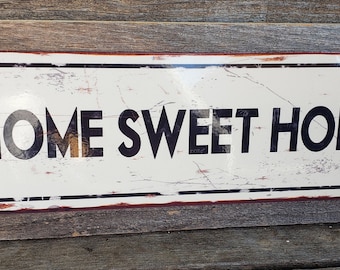 Home Sweet Home Metal Street Sign Recycled Wood Frame FREE SHIPPING