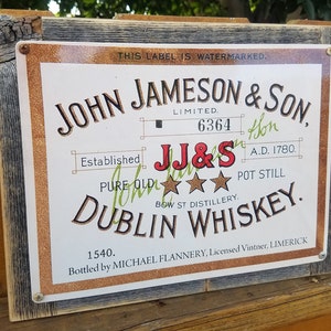John Jameson Dublin Whiskey Ad Metal Sign Barn Wood Frame FREE SHIPPING
