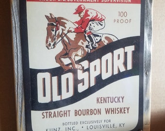 Old Sport Bourbon Whiskey Metal Sign Reclaimed Wood Frame