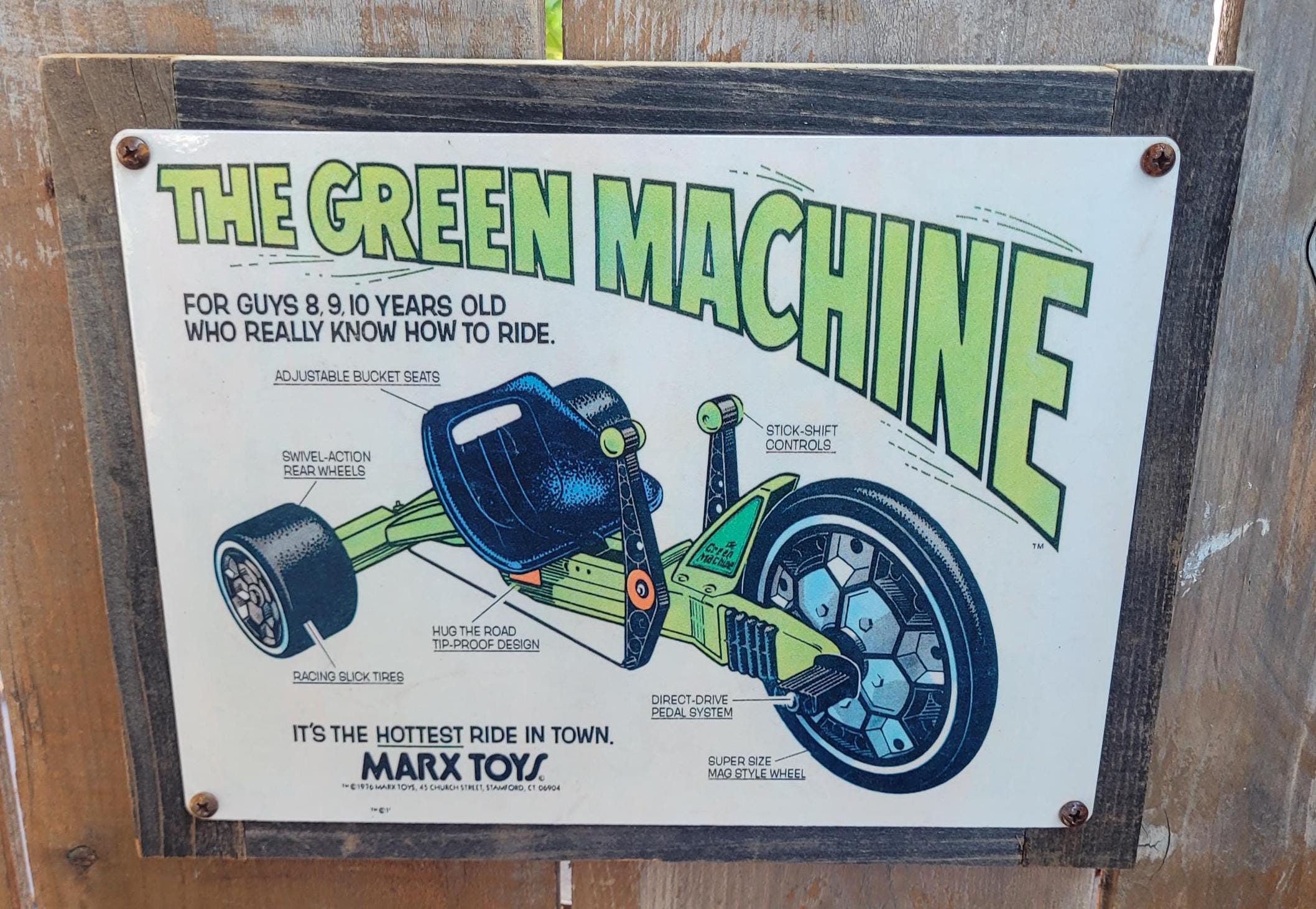 The Green Machine Reproduction Ad Framed Metal Sign FREE SHIPPING