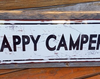 Happy Campers Street Sign Reclaimed Wood Frame FREE SHIPPING