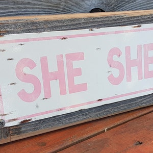 She Shed Metal Sign Reclaimed Wood Frame FREE SHIPPING
