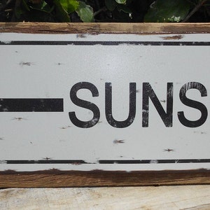 Sunset Metal Street Sign Reclaimed Barn Wood Frame FREE SHIPPING