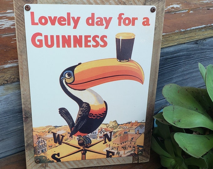 Plaque en métal Guinness - Motif toucan - 28 x 28 cm
