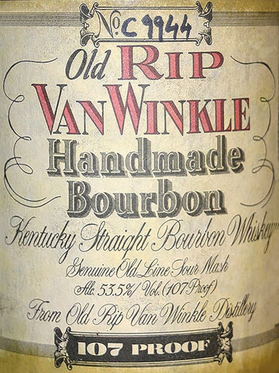 Old Rip Van Winkle Handmade Bourbon Label Reproduction Metal Sign