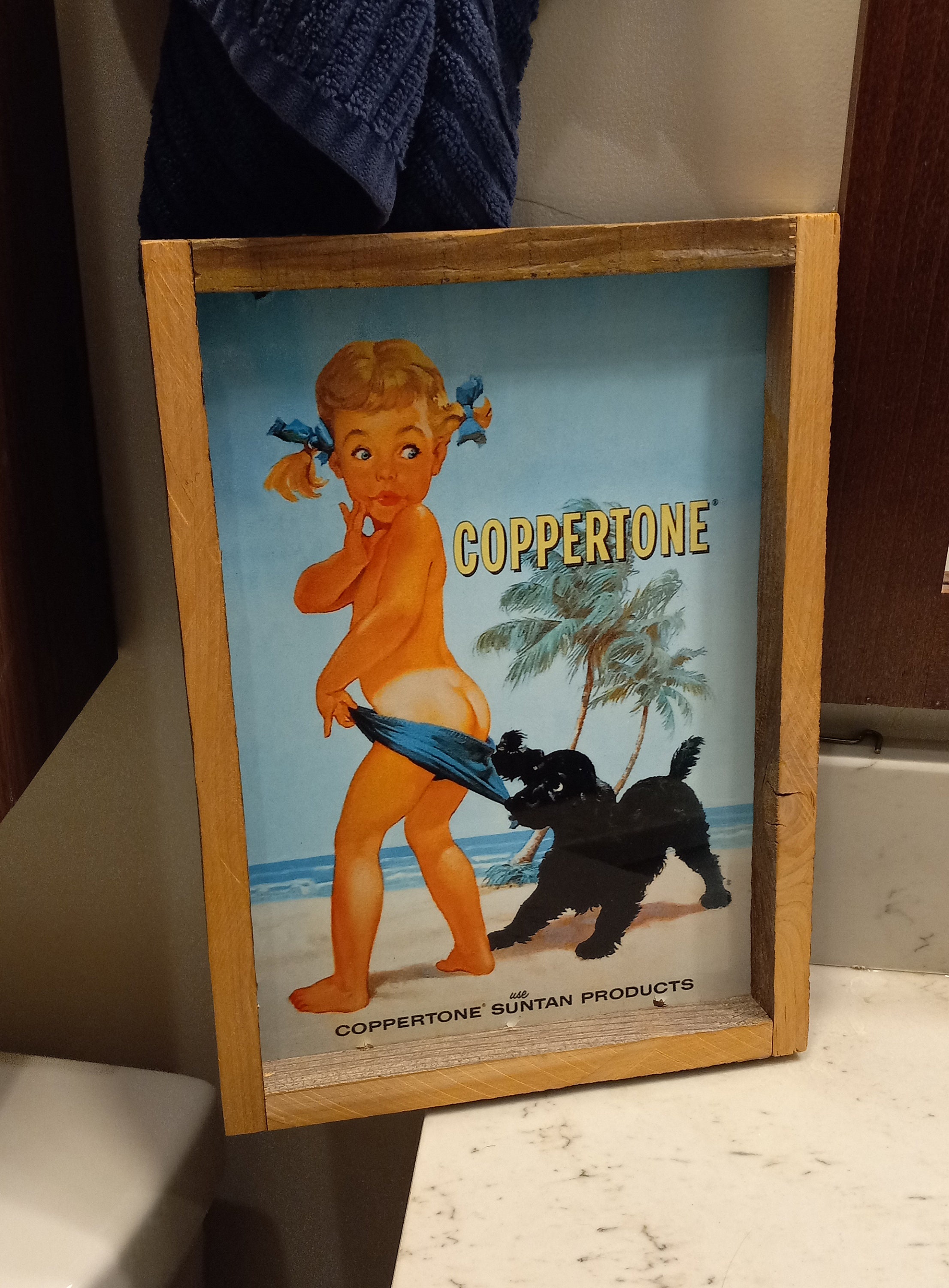 Suntan lotion sales girl dog