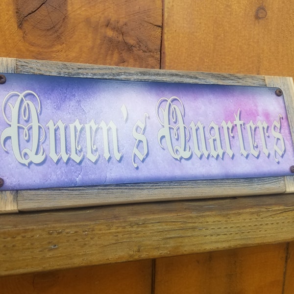 Queens Quarters Metal Sign Recycled Wood Frame Babe Cave FREE SHIPPING