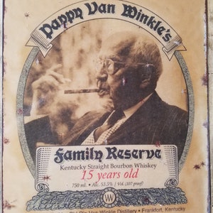 Vintage Pappy Van Winkle Bourbon Label Reproduction Metal Sign