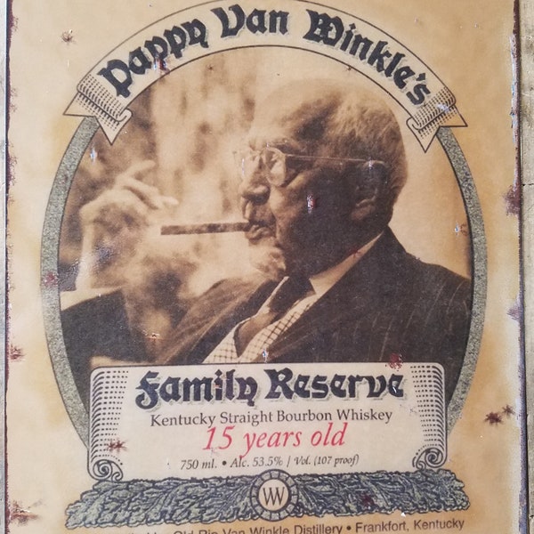 Vintage Pappy Van Winkle Bourbon Label Reproduction Metal Sign