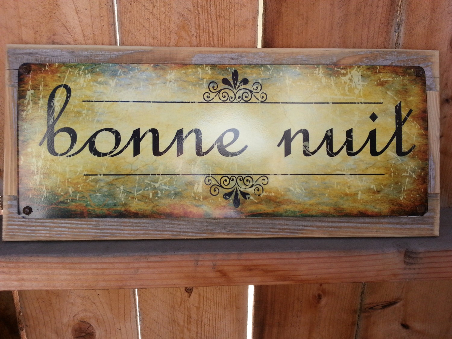 Bonne Nuit French Metal Sign Reclaimed Wood Frame - Etsy UK