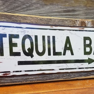 Tequila Bar Metal Sign Reclaimed Wood Frame FREE SHIPPING