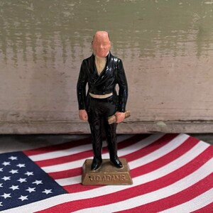 Tiny Presidential Figurine John Quincy Adams Small Plastic Statue Marx Toys 1960s Patriotic Fourth of July Decor