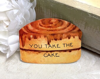 Cake or Cinnamon Roll Vintage Valentine’s Day Card Antique Die Cut Greeting Card c 1930s Food Dessert Doughnuts Pastry