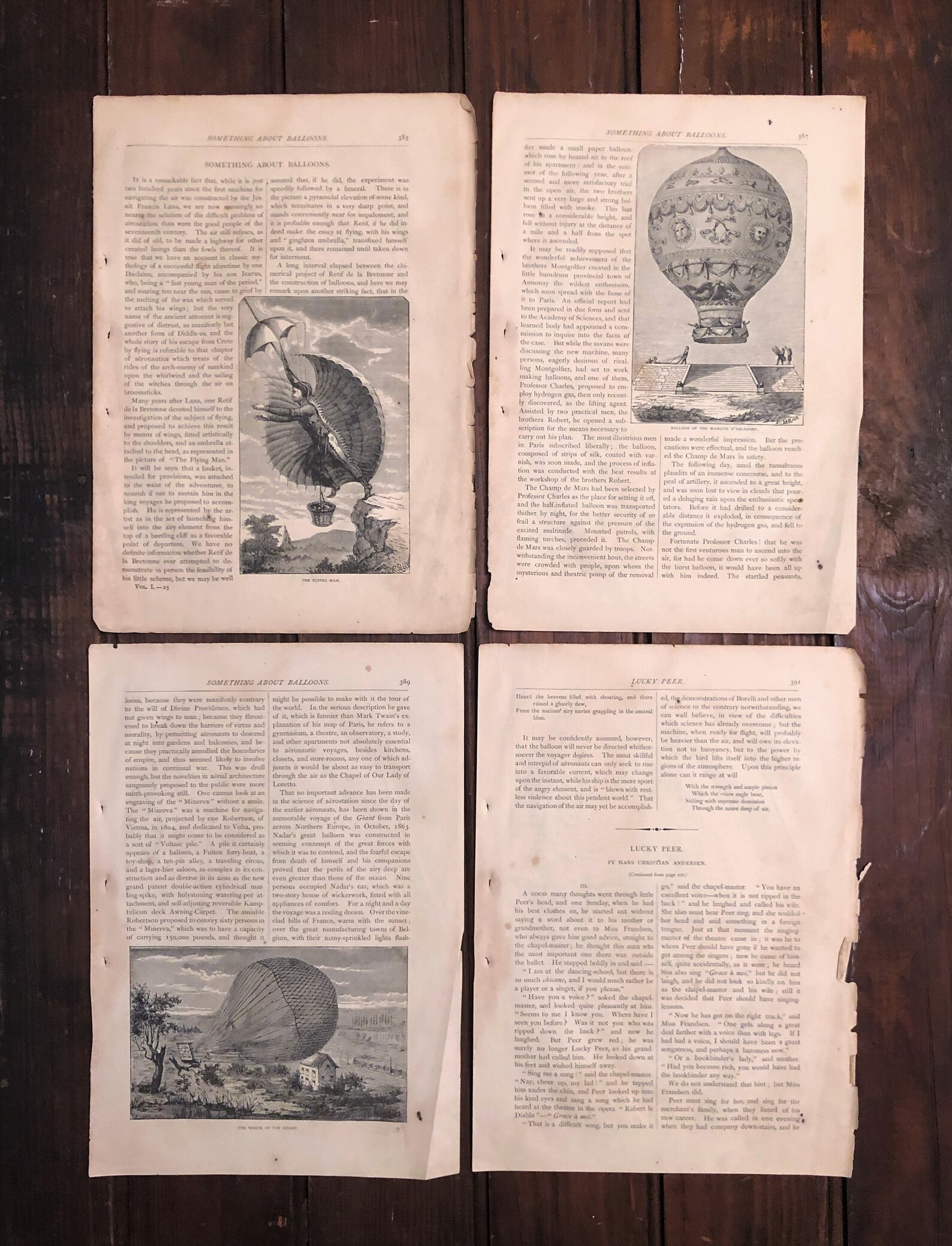 Antique 1871 Hot Air Balloon History Magazine Article W Etsy