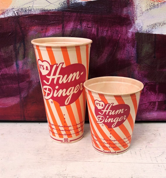 2 Fun Retro Hum Dinger Restaurant Paper Cups Orange And White Etsy